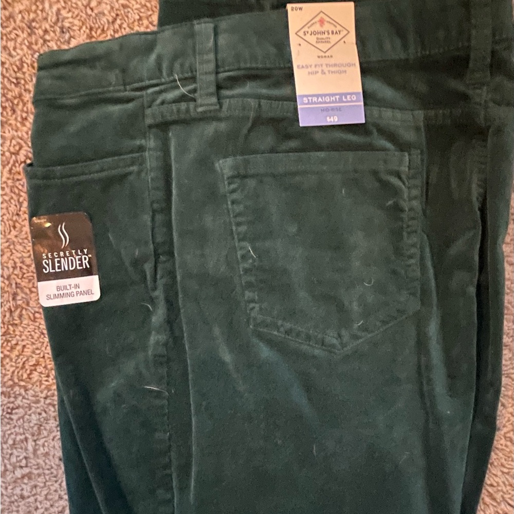 St John’s Bay Green Straight Leg Corduroy Pants